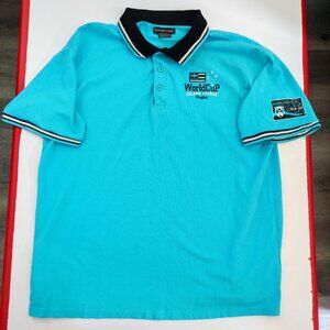 Atlas for men polo shirt men's size XL light blue rugby knit short sleeve
